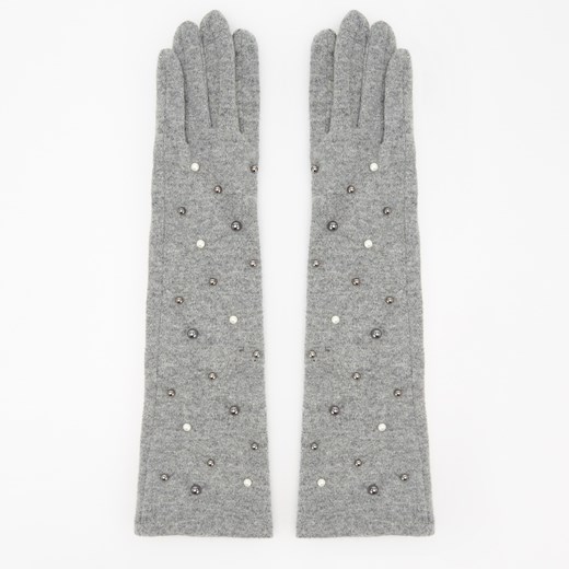 Reserved - Długie wełniane rękawiczki - Szary Reserved  S 