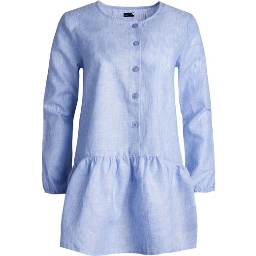 Sukienka Endo koszulowa mini niebieska casual bez wzorów z długim rękawem 