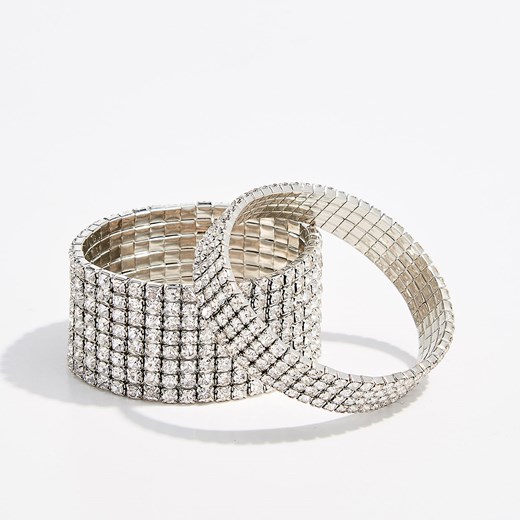 Mohito - Zestaw bransoletek z kryształkami - Srebrny