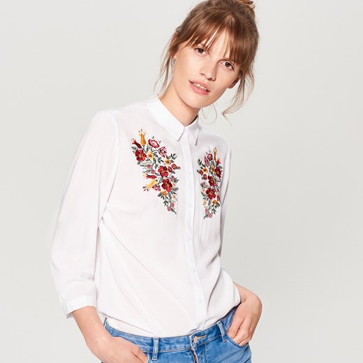Mohito - Koszula z kwiatowym haftem - Biały