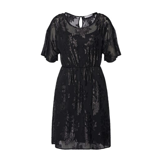 Czarna sukienka Vila rozkloszowana mini z krótkim rękawem 