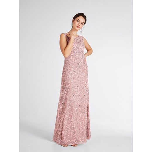 Sukienka Heine różowa elegancka z okrągłym dekoltem 