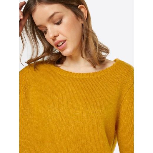 Sweter damski żółty Blend She bez wzorów z okrągłym dekoltem 