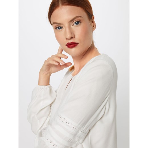 Bluzka damska biała Esprit z dekoltem choker elegancka z długim rękawem 