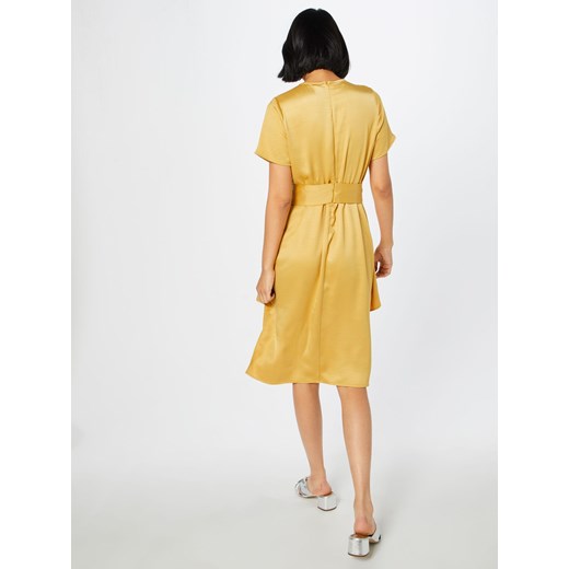Lost Ink sukienka żółta z krótkim rękawem bez wzorów elegancka na sylwestra 