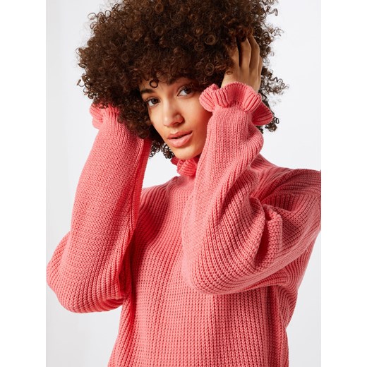 Glamorous sweter damski z golfem różowy casualowy gładki/gładka 