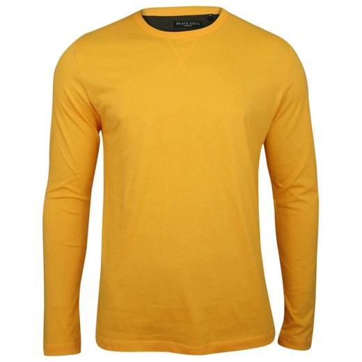 Musztardowy T-shirt (Koszulka) - Długi Rękaw, Longsleeve - Brave Soul, Męski, Żółty TSBRSAW18PRAGUEmustard Brave Soul  M JegoSzafa.pl