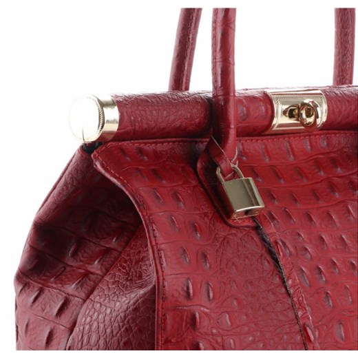 Genuine Leather Włoskie Torebki Skórzane Kuferki XL we wzór aligatora Czerwone (kolory) Genuine Leather   PaniTorbalska