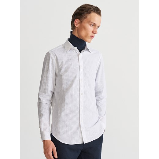 Reserved - Bawełniana koszula z drobnym wzorem - Biały szary Reserved 43 