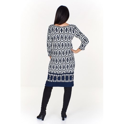 Mkm Knitwear Design sukienka na co dzień niebieska midi z okrągłym dekoltem ołówkowa casualowa 