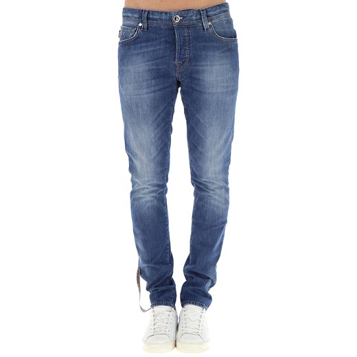Niebieskie jeansy męskie Tramarossa bez wzorów 