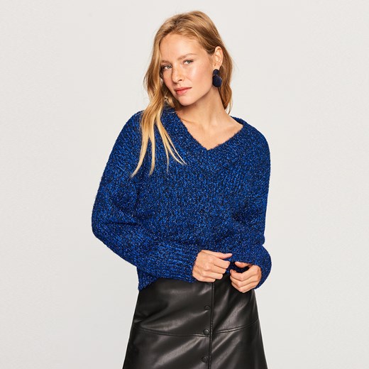 Reserved - Sweter z brokatową nitką - Niebieski Reserved  S 