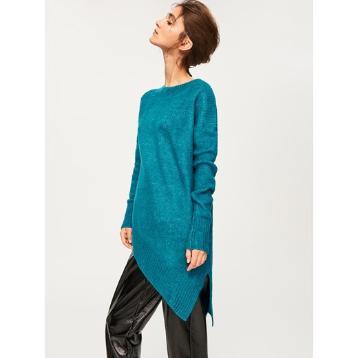 Sweter damski Reserved bez wzorów turkusowy casual 