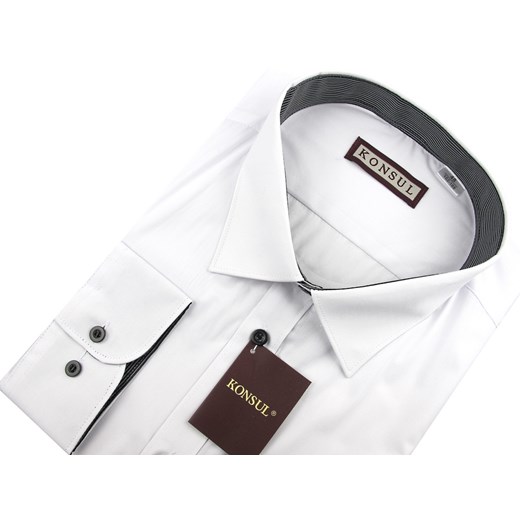 Koszula męska Konsul z długim rękawem biała elegancka 