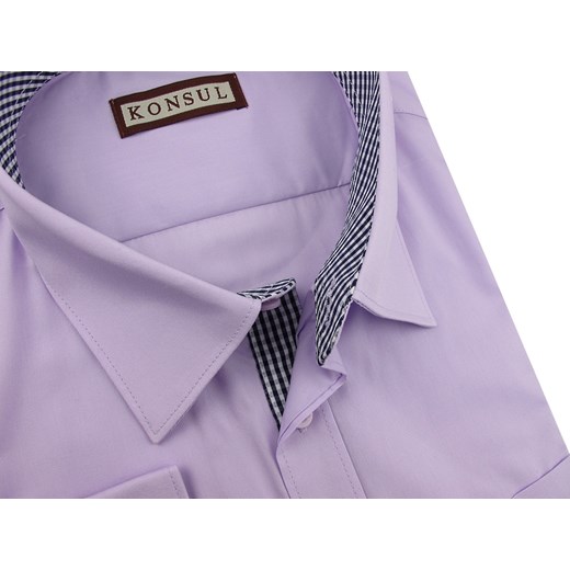 Koszula męska Konsul fioletowa z długim rękawem gładka z klasycznym kołnierzykiem 