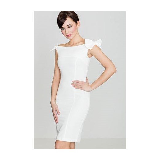 Sukienka Lenitif biała dopasowana casual midi 