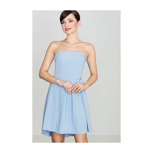 Lenitif sukienka niebieska gładka gorsetowa bez rękawów na urodziny mini 