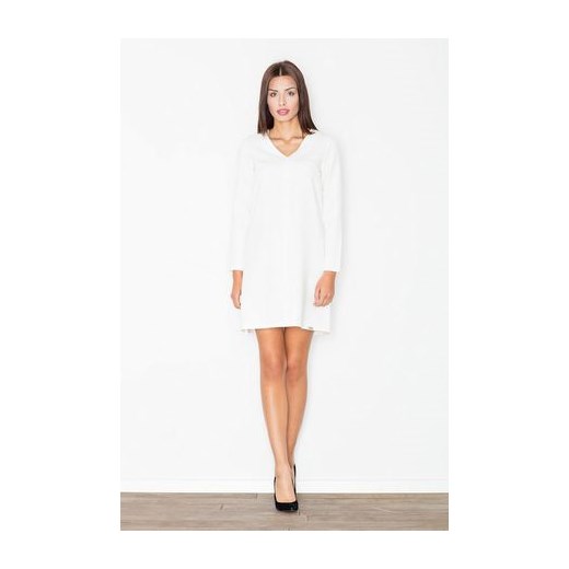 Sukienka Figl biała midi dla puszystych z długimi rękawami dzienna 