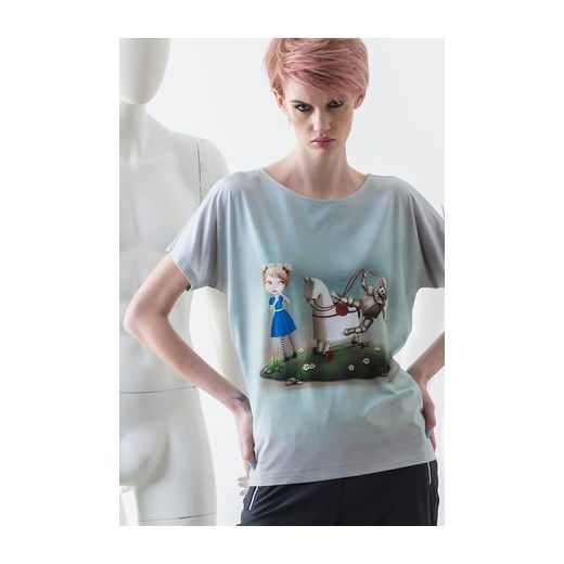 Unicorno bluzka damska z krótkim rękawem z okrągłym dekoltem casual 