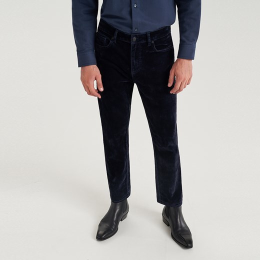 Reserved - Spodnie z welurowego jeansu ReDesign - Granatowy Reserved czarny 34 