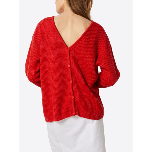 Sweter damski czerwony Blend She z okrągłym dekoltem bez wzorów 