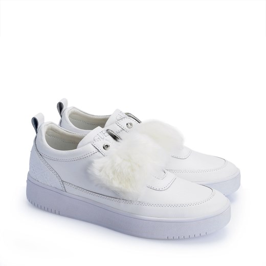 Trampki damskie białe Guess Sneakersy ze skóry ekologicznej gładkie na wiosnę płaskie 