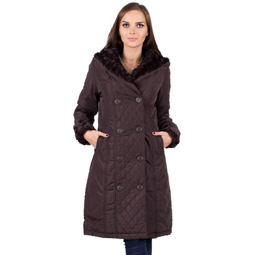 K1152 płaszcz damski zimowy pikowany : Rozmiar - S/36, Kolor - BRAZOWA