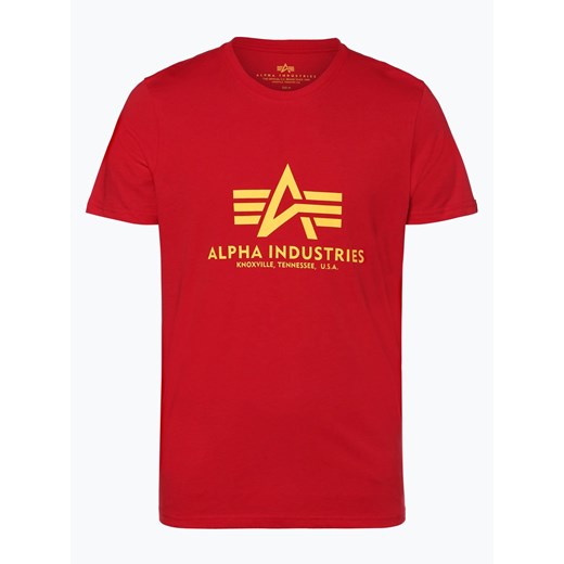 Czerwony t-shirt męski Alpha Industries z krótkimi rękawami 