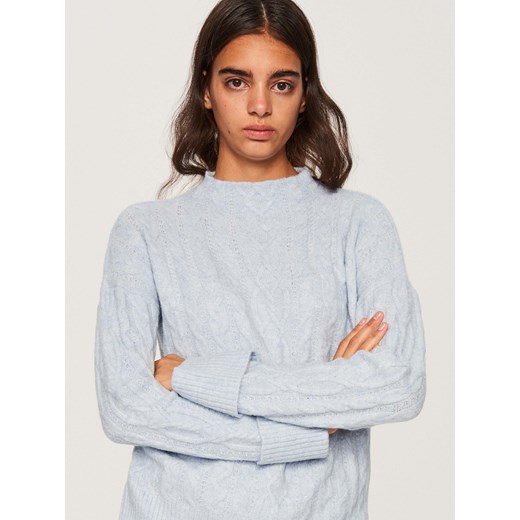 Reserved - Sweter o warkoczowym splocie - Niebieski
