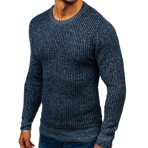 Sweter męski niebieski Denley bez wzorów 