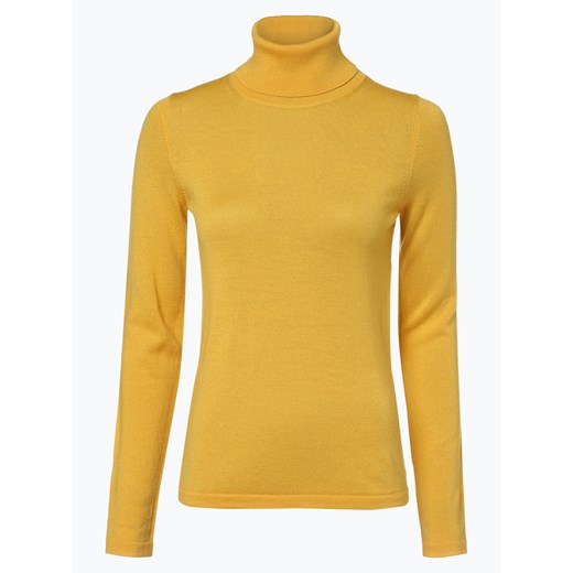 Sweter damski Brookshire żółty bez wzorów casual wełniany z golfem 