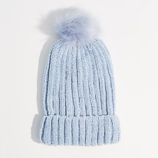 Mohito - Szenilowa czapka z pomponem - Niebieski Mohito  One Size 