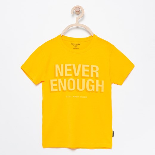 Reserved - T-shirt z nadrukiem Never enough - Żółty