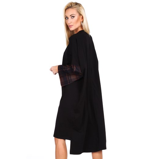 Luźna sukienka z dłuższym tyłem czarna 4045