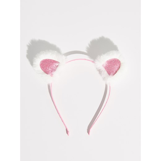 Sinsay - Opaska z puszystymi uszami - Różowy bialy Sinsay One Size 