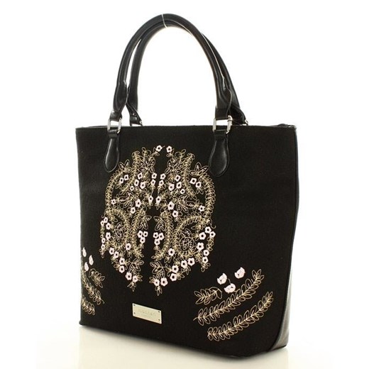 Shopper bag Monnari casualowa z haftem ze zdobieniami mieszcząca a4 do ręki 