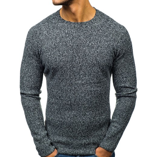 Denley sweter męski z poliakrylu casual szary bez wzorów 