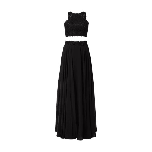 Luxuar sukienka z dekoltem halter czarna z szyfonu na karnawał maxi 