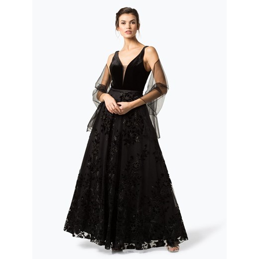 Unique - Damska sukienka wieczorowa z etolą, czarny Unique  S vangraaf