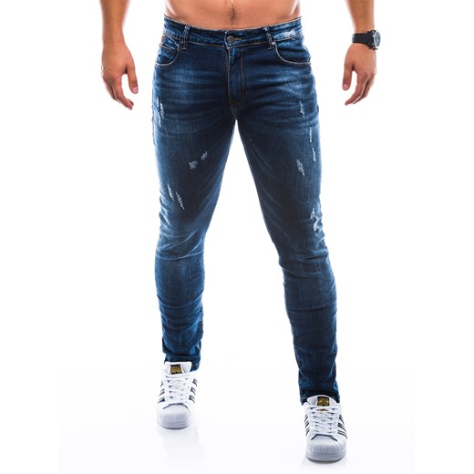 Jeansy męskie jeansowe bez wzorów 