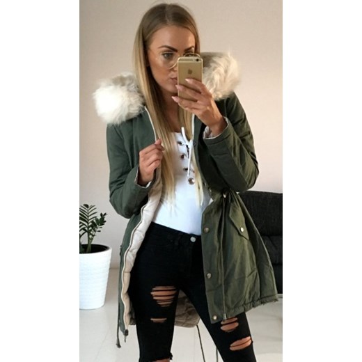 Parka damska New Collection zielona na zimę