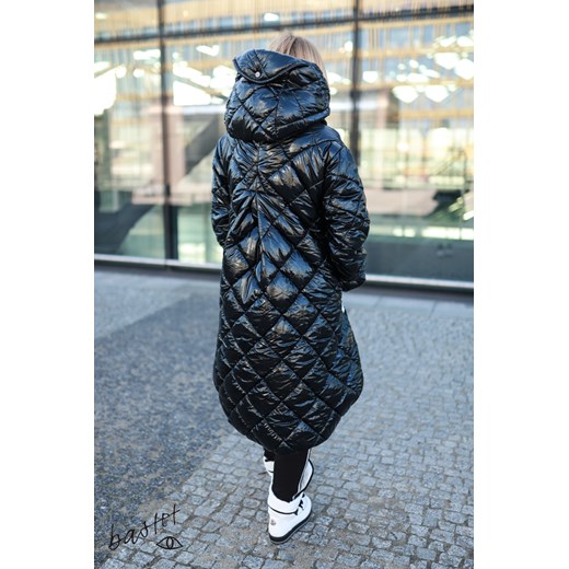 Bastet Fashion płaszcz damski bez wzorów niebieski casual