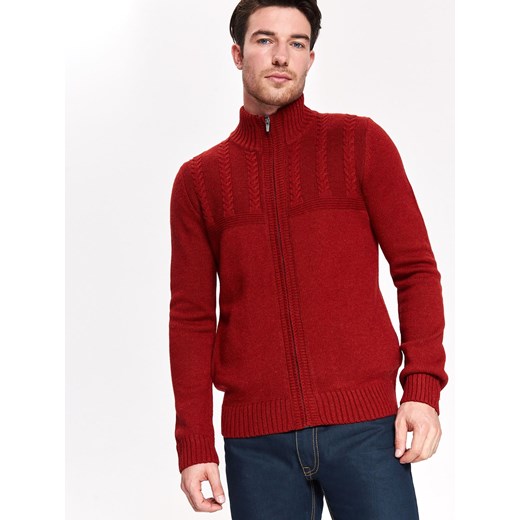 Sweter męski czerwony Top Secret bez wzorów 