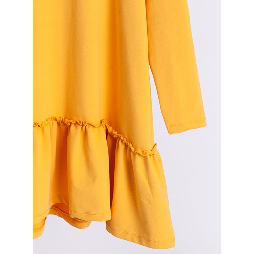 Sukienka Selfieroom żółta z długim rękawem na co dzień midi oversize'owa bawełniana 