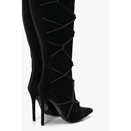 Kozaki damskie Missguided na szpilce czarne gładkie eleganckie