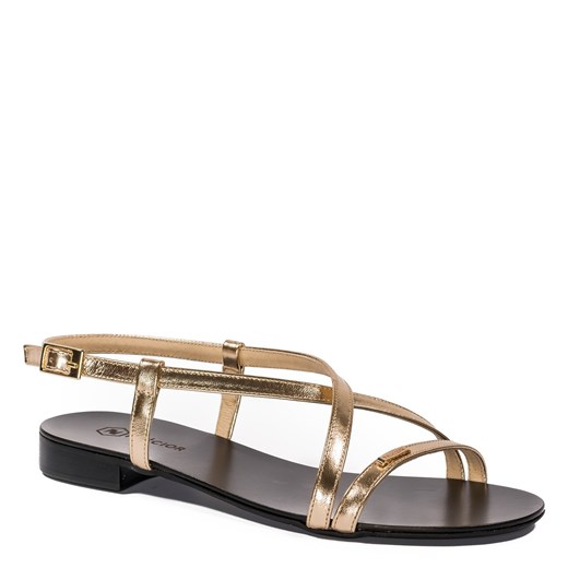 Złote skórzane sandały 09P ze sklepu NESCIOR w kategorii Sandały damskie - zdjęcie 59990282