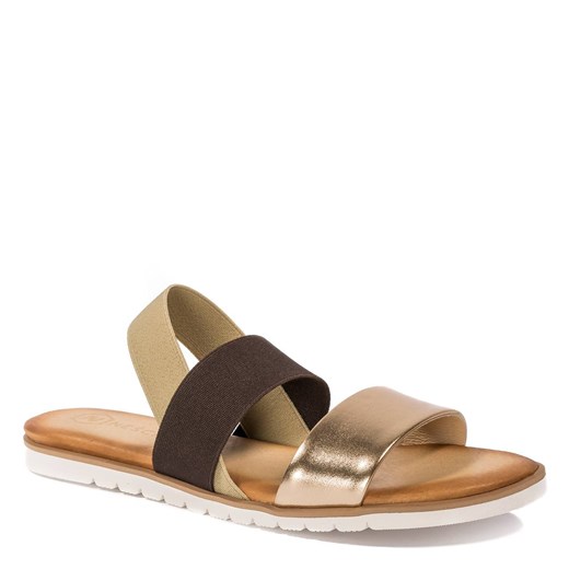 Dwukolorowe skórzane sandały z gumką 67P ze sklepu NESCIOR w kategorii Sandały damskie - zdjęcie 59990330