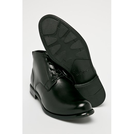 Buty zimowe męskie czarne Wojas skórzane sznurowane eleganckie 