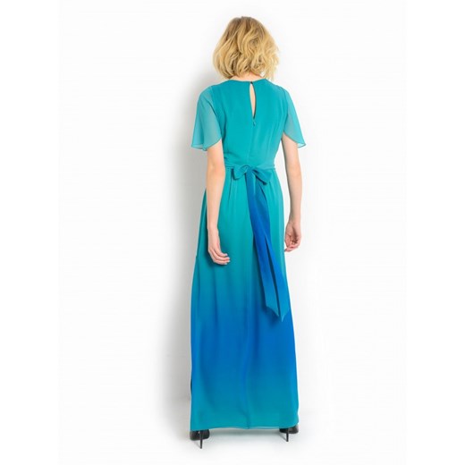 Potis & Verso sukienka z okrągłym dekoltem niebieska maxi bez wzorów 