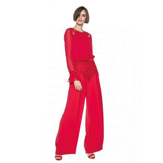 Bluzka damska czerwona L'AF z długim rękawem z szyfonu wiosenna elegancka 